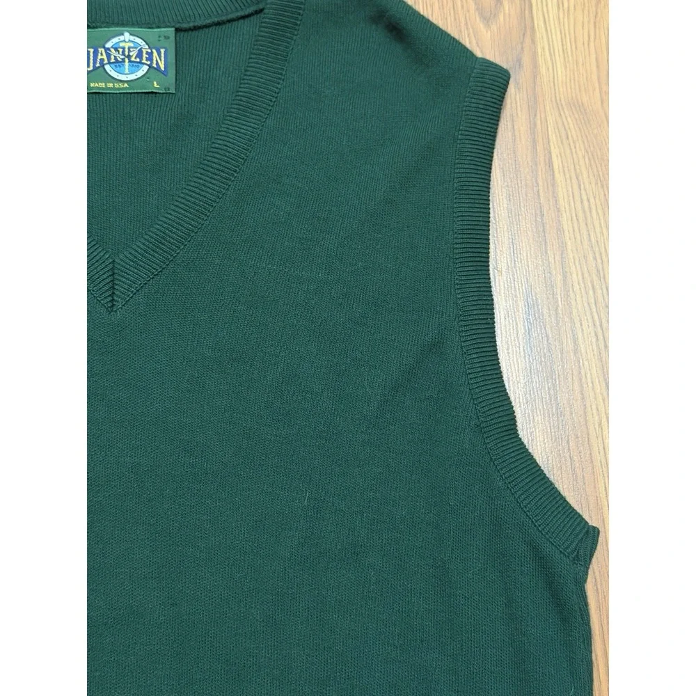 Jantzen Vintage Sweater Vest Mens Large Green V-Neck Made In USA
